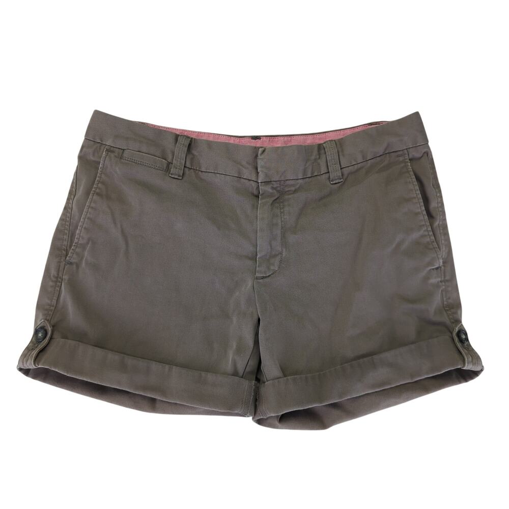 Banana Republic Taupe Chino Shorts Rolled Cuffed Women's 6‎ Stretch Preppy Camp